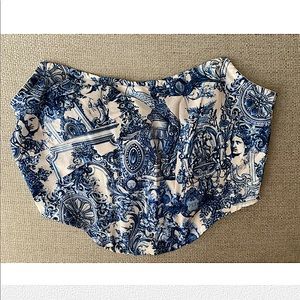 Renaissance Print Satin curved hem Corset